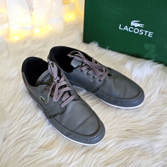 Lacoste Dreyfus AP Men's Sport Casual Leather Boat SHOES Gray Size USA 11 - Picture 3 of 5